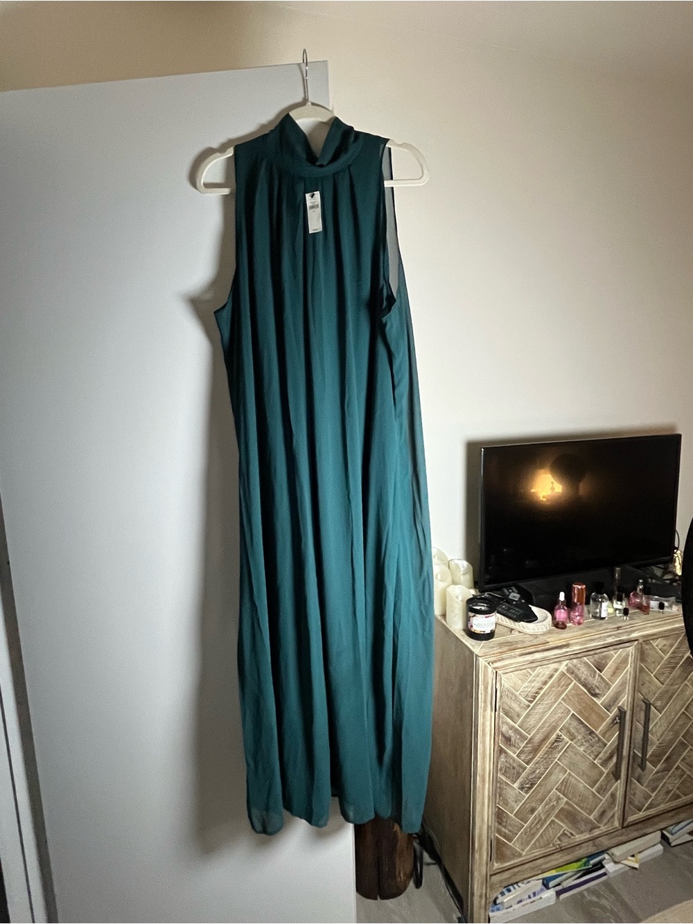 Banana Republic Teal Green Sleeveless Maxi Dress with Neck Tie - Picture 7 of 8